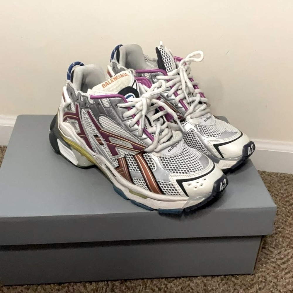 Balenciaga White and Purple Sneakers